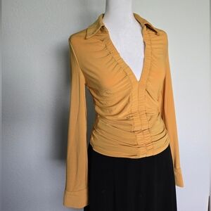 Retro Meraki 70's Mustard Ruched Blouse
